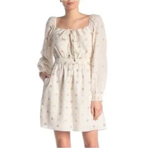 Joie Mianda NWT Mini Dress Long Sleeved Porcelain with Gold Details